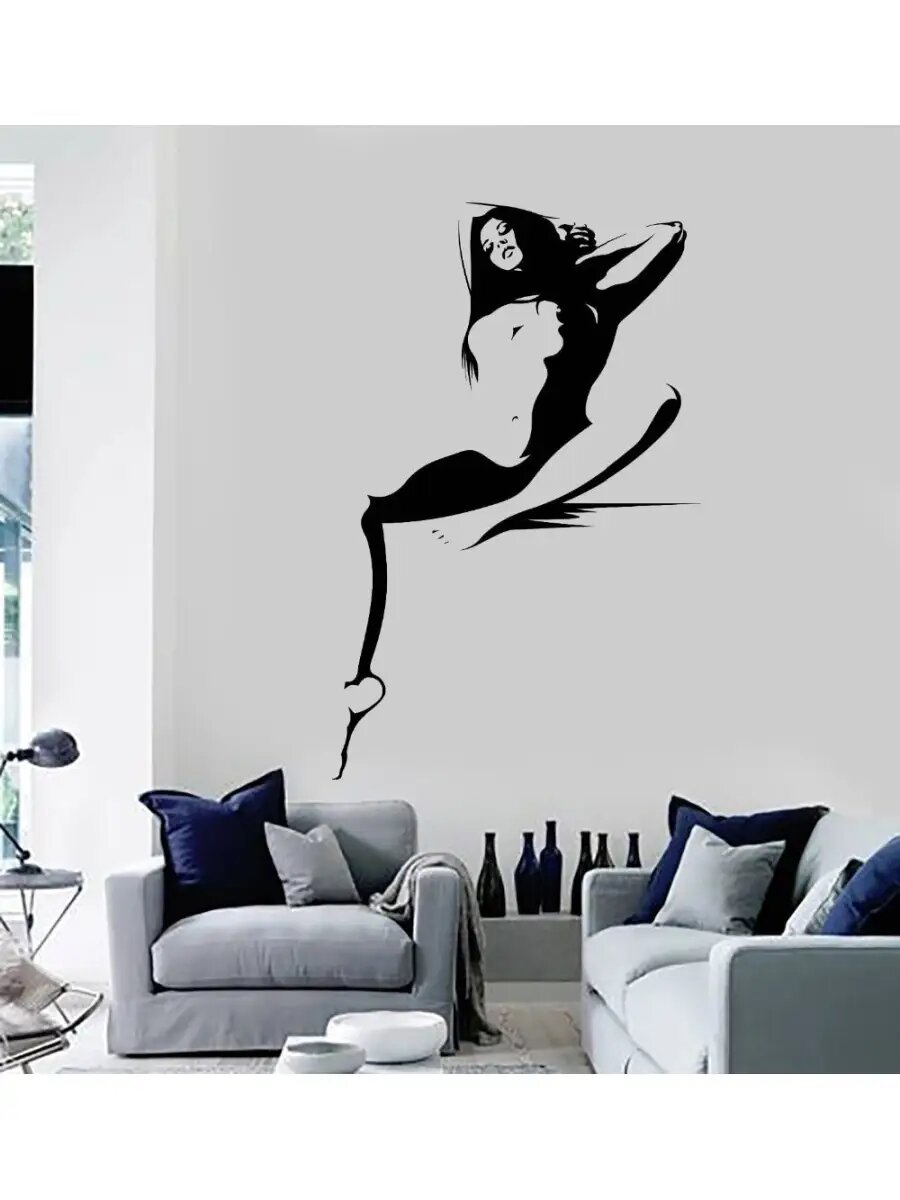 Наклейка на стену для декора интерьерная Обнаженная девушка 18+