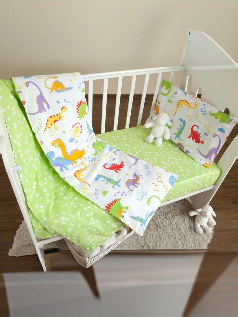 Комплект постельного белья ясли MIRAROSSI Dino green  Динозавры