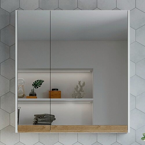 Изображение товара Зеркало-шкаф STWORKI Стокгольм 80 80 см, белое, в скандинавском стиле, зеркало настенное в ванную