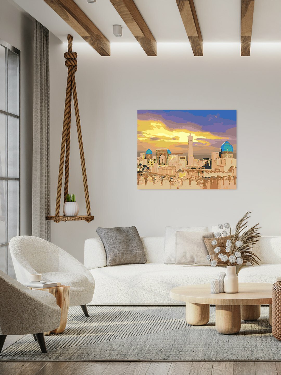 Картина по номерам "Бухара. Минарет Калян на закате", 40×50 см, раскраска на холсте, набор для рисования — фото 1