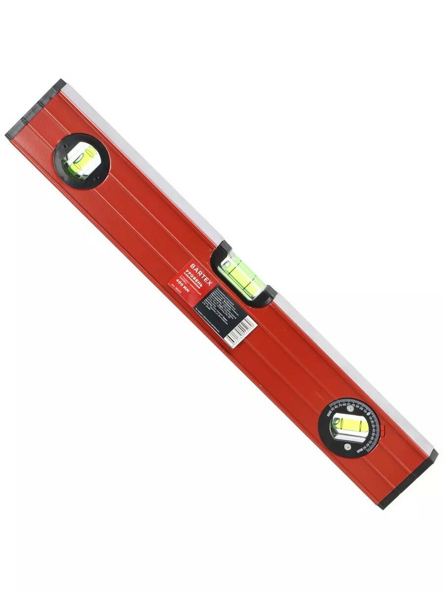 Уровень алюминий 400 мм 2 глазка + 1 поворотный фрезерованная грань Bartex №0033 HJ-99B