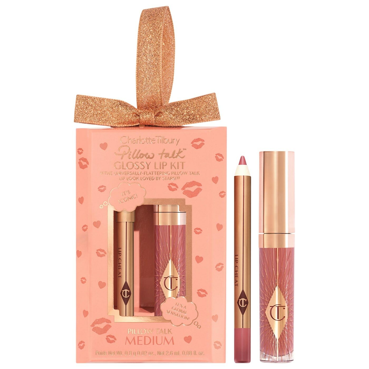 Набор для губ Charlotte Tilbury Mini Pillow Talk Glossy Lip Duos / оттенок Pillow Talk Medium