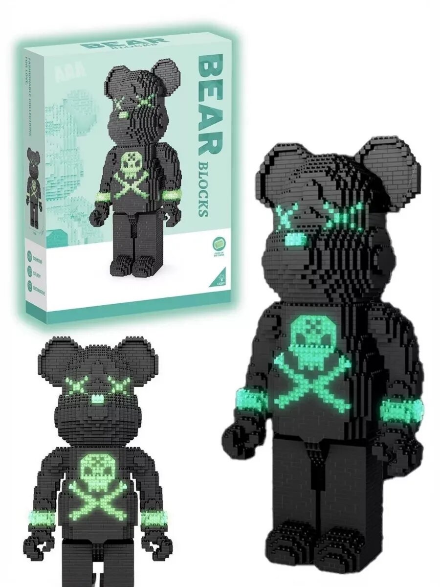 Конструктор из миниблоков Мишка черно-зеленый — фото 1