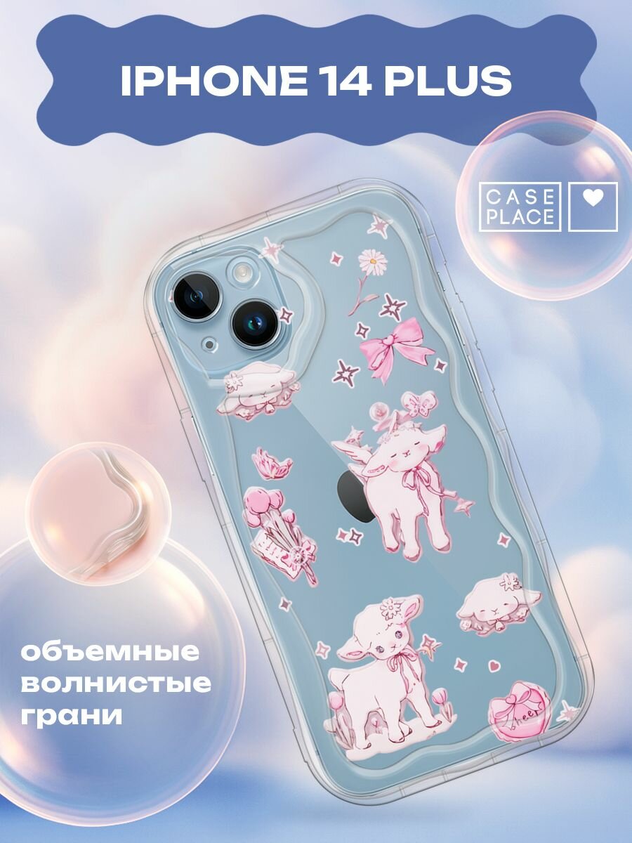 Чехол на Apple iPhone 14 Plus / Айфон 14 Плюс с принтом "Милые козочки"