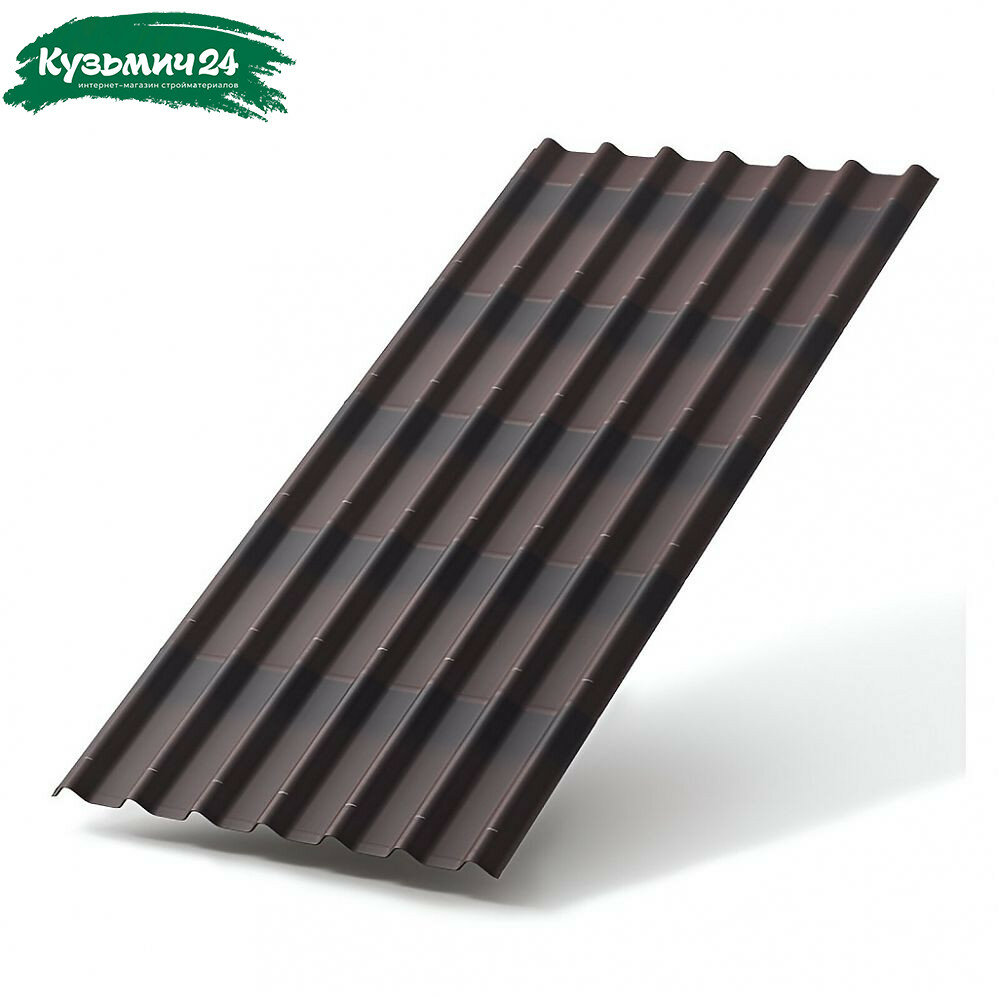 Черепица битумная Ондулин коричневый листовая для оформления кровли 950х2000 мм