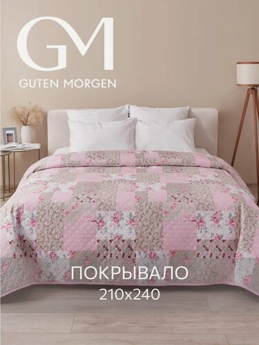 Изображение товара Покрывало стеганое двустороннее, Guten Morgen, Печворк, Розочки, Евро, 210х240 см , ультрастеп