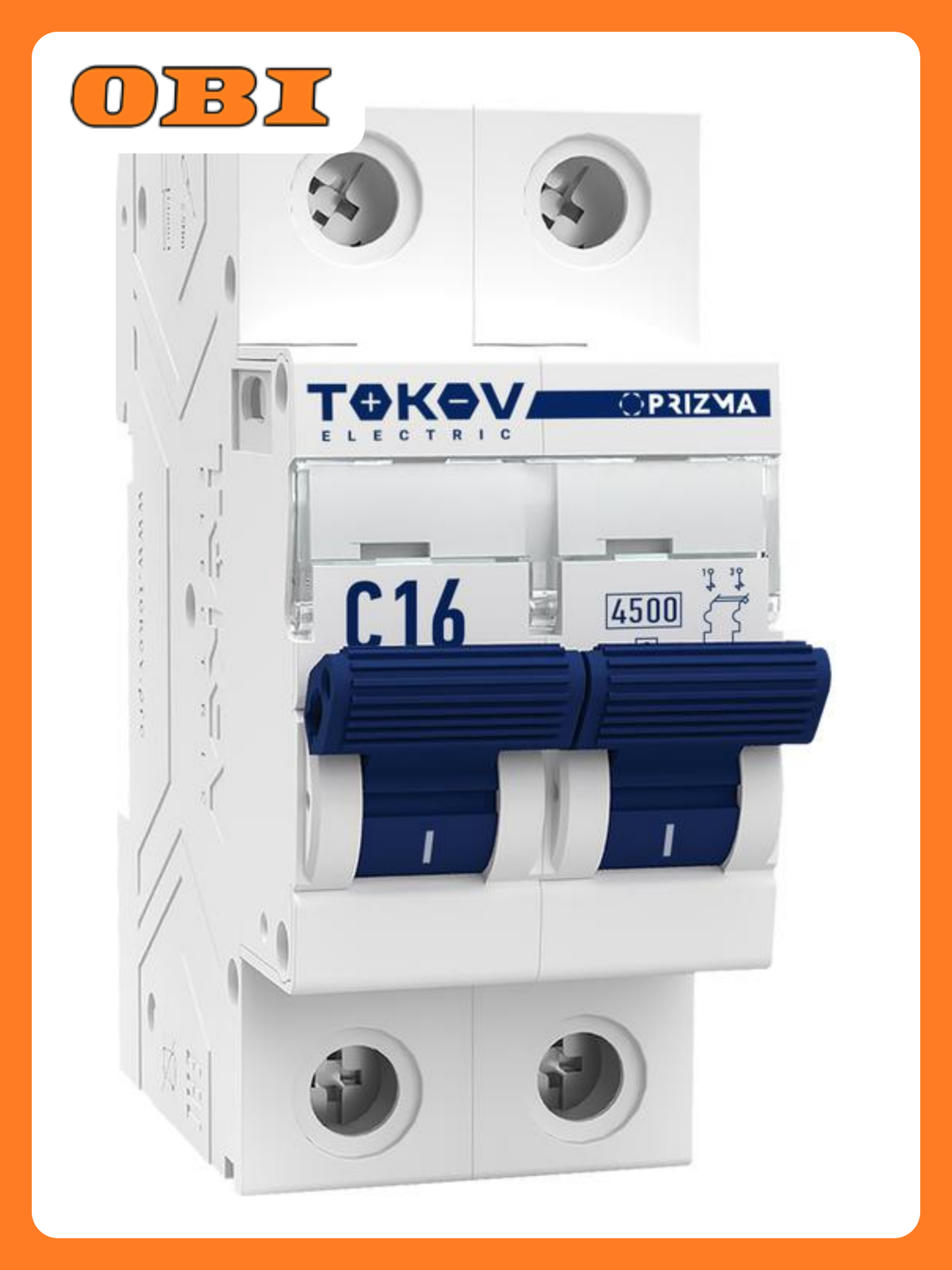 Выключатель автоматический модульный 2П 16А 4.5кА х-ка C TOKOV Electric TKE-PZ45-MCBI-2-16-C