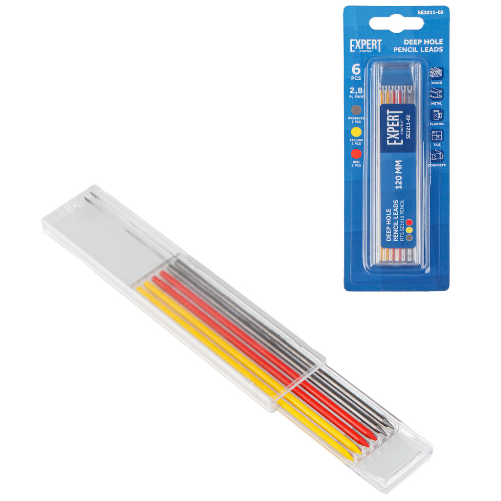 Набор графитовых стержней для автоматического карандаша EXPERT STARTUL серый, желтый, красный 6 штук (SE3211-02)