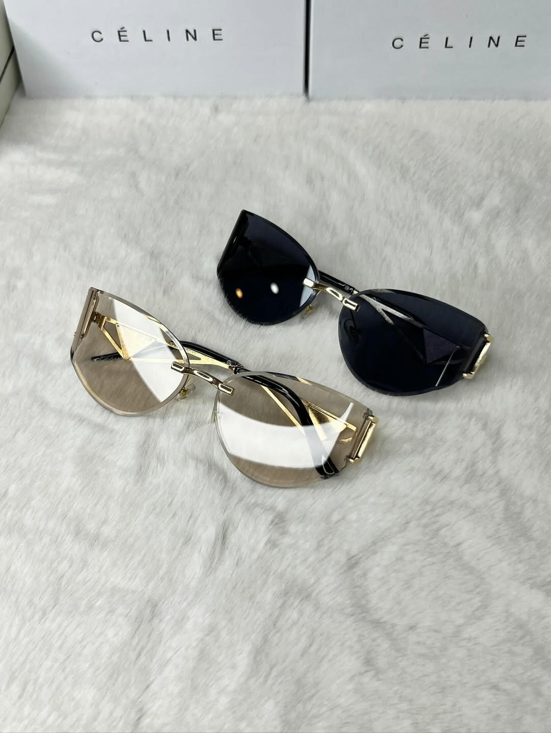 Солнцезащитные очки CELINE, бежевый — фото 1