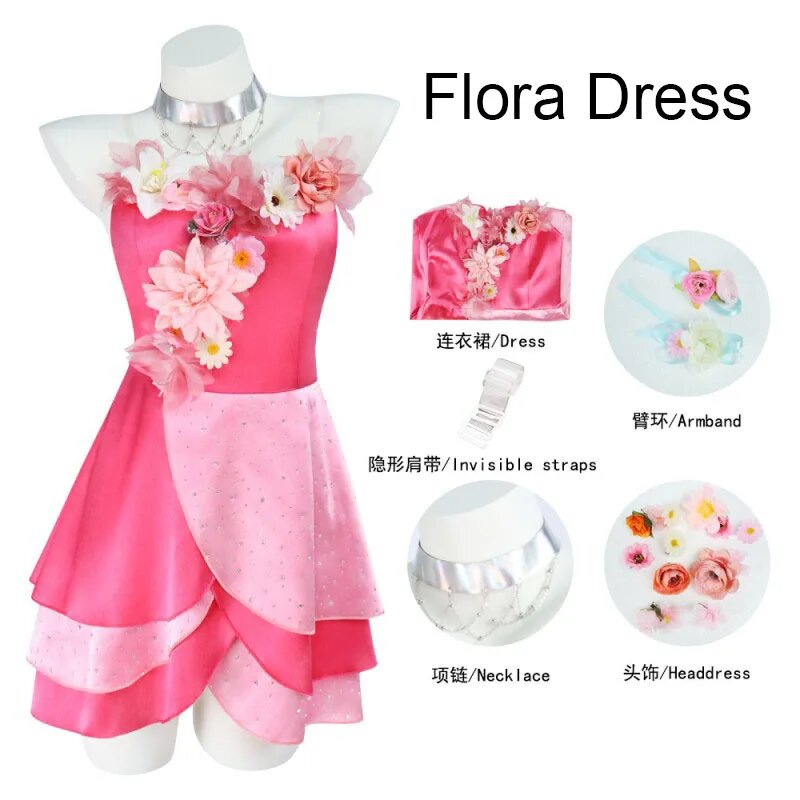 Косплей платье Винкс Флора женский полиэстер XS