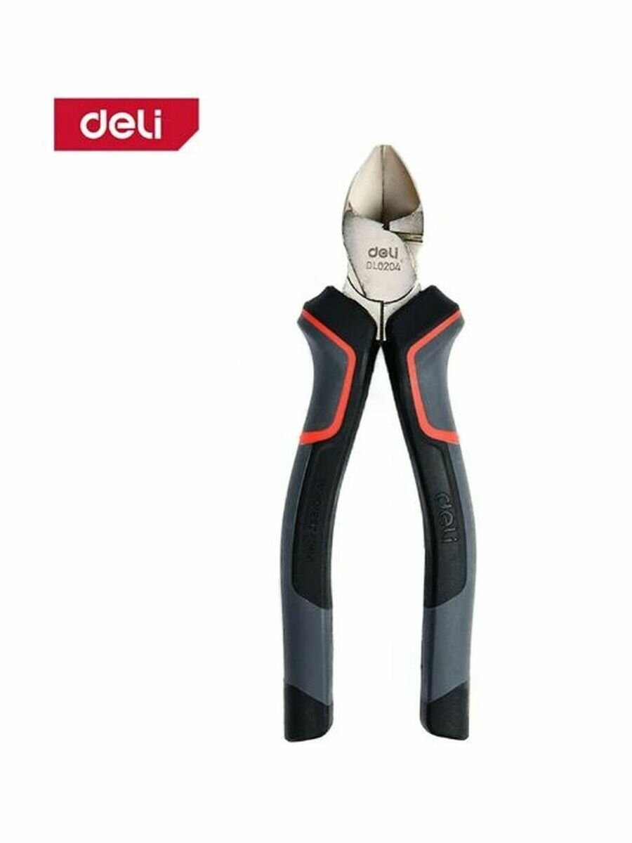 Бокорезы DELI DL0204 диагональные (160мм Cr-V эксцентриковый шарнир антикоррозийное покрытие трехкомпонентная прорезиненная рукоять)
