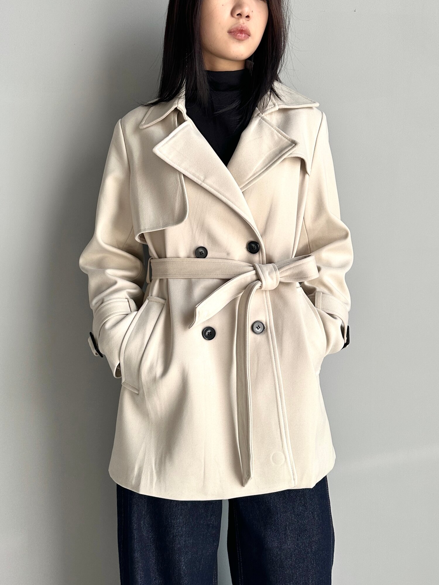 Пальто INK Бежевый, черный, размер XL, бежевый — фото 1