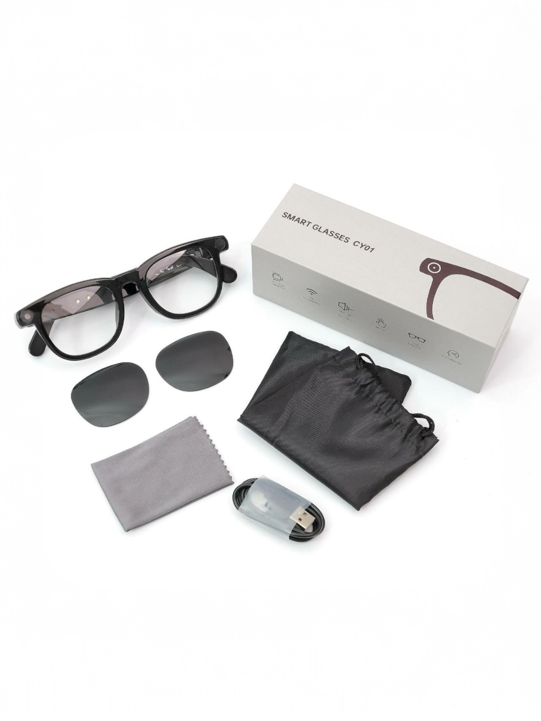 Умные очки Smart Glasses M01 PRO с Full HD-камерой, Wi-Fi передачей, двойным микрофоном и сенсорным управлением