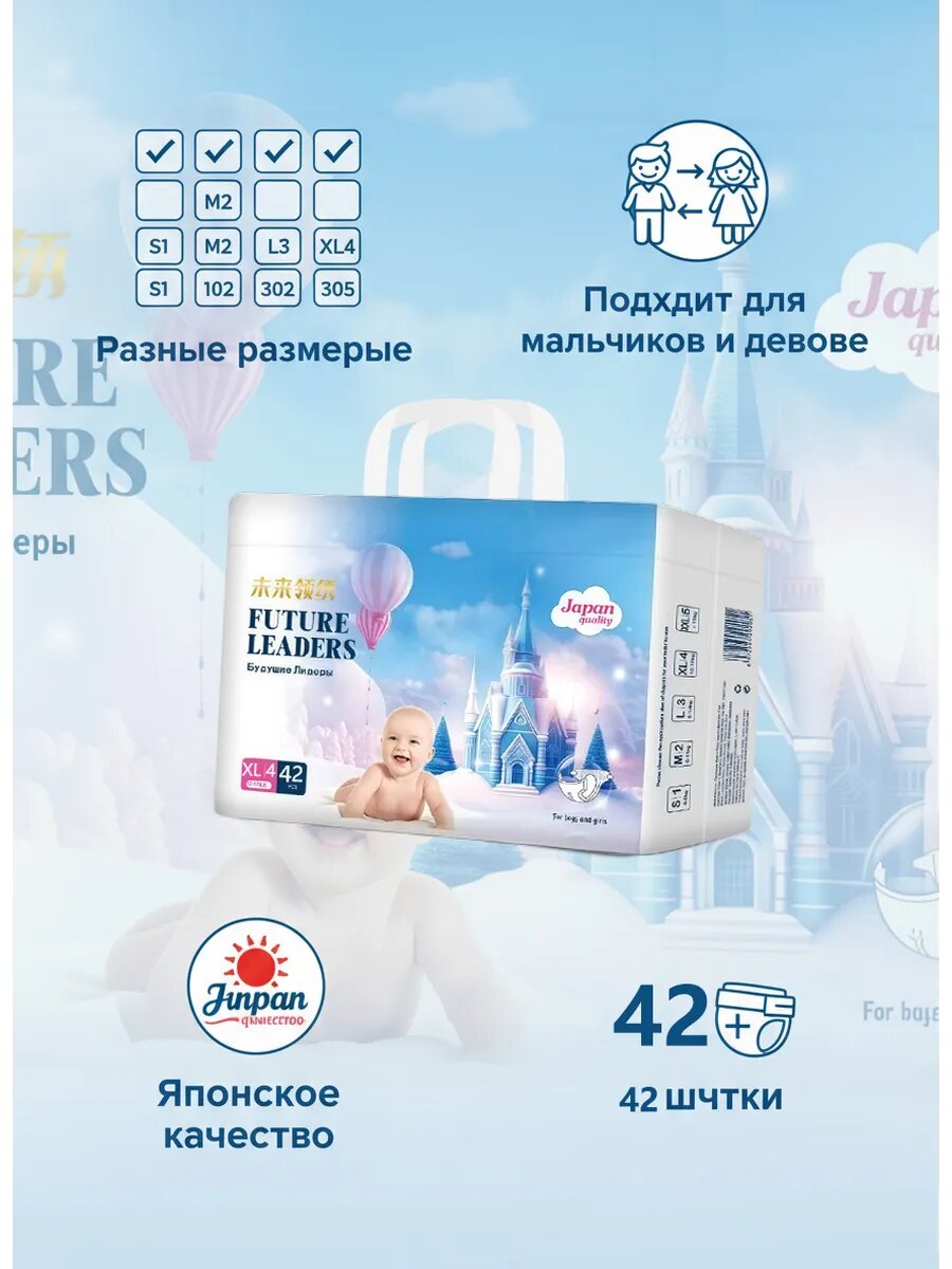 Подгузники для новорожденных Future Leader на липучках Future Leader — фото 1