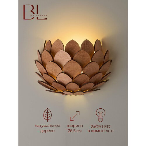 фото Бра - настенный светильник brillight из дерева светодиодный, 2*g9