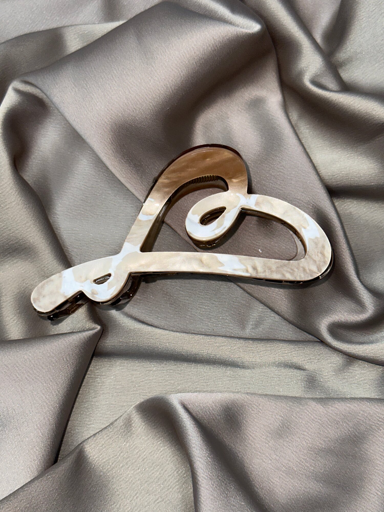 Корейская , модная , стильная заколка для волос , LOVE, мраморное покрытие , цвет мраморный капучино