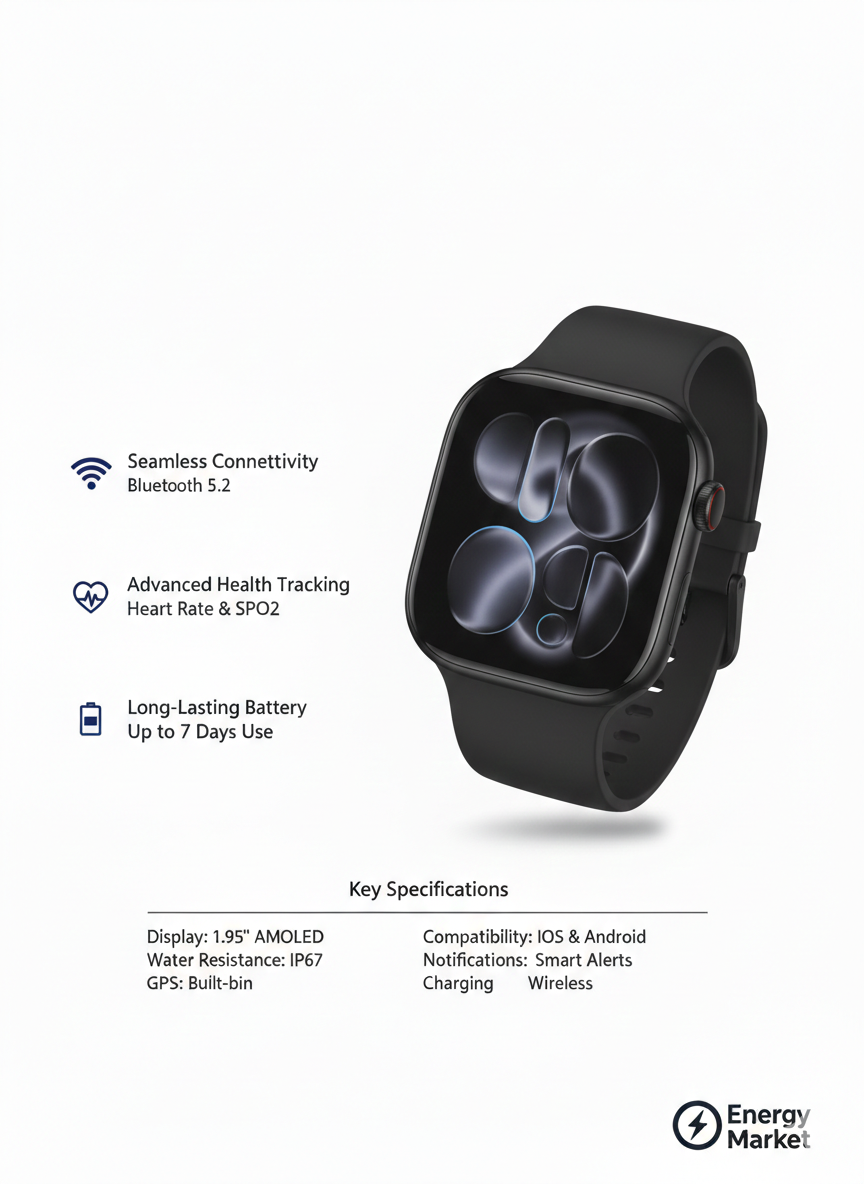 Смарт-часы Series 11 Pro Max, AMOLED-экран, Bluetooth, черный цвет. — фото 1