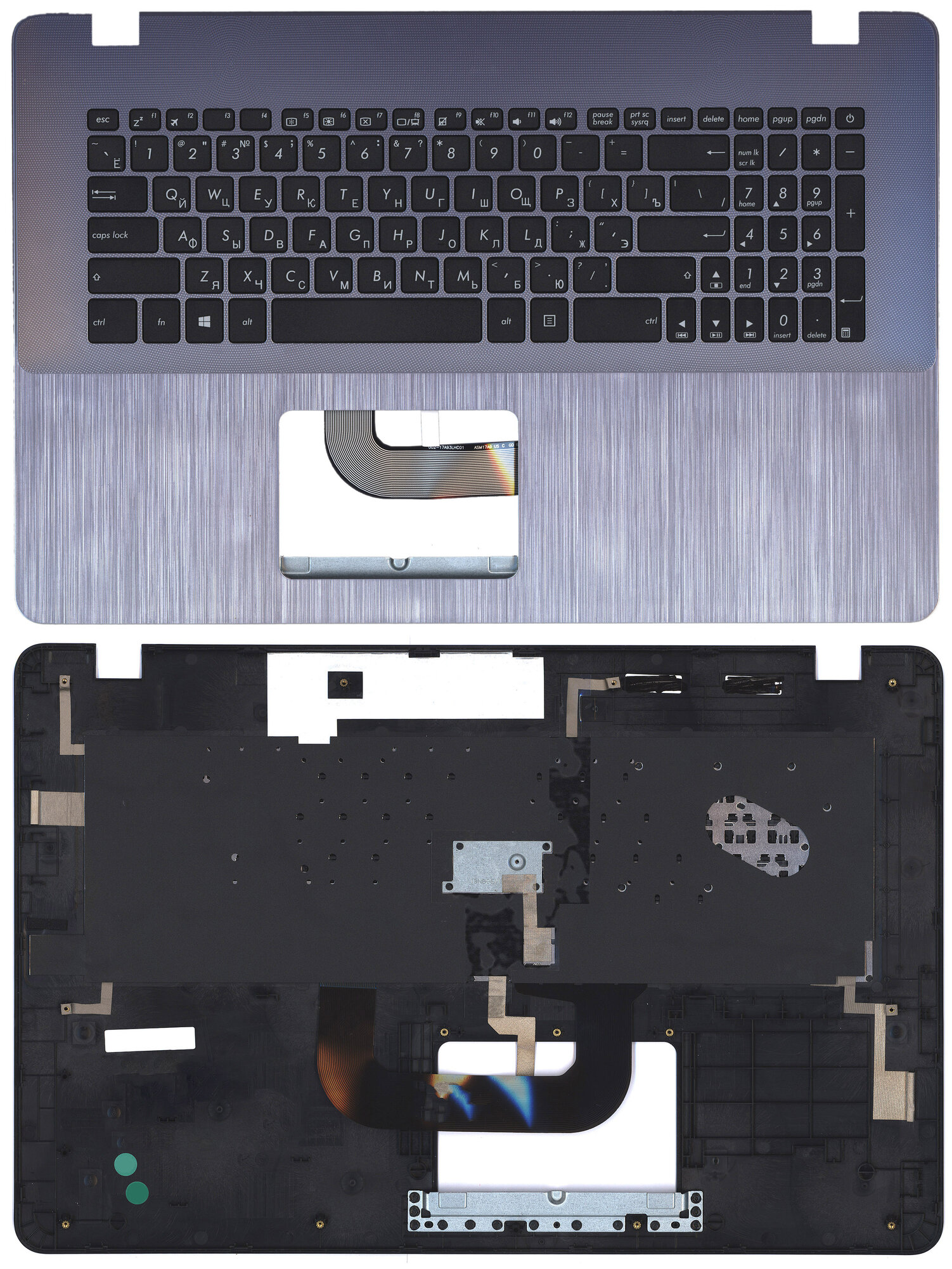 Клавиатура (топ-панель) для ноутбука Asus X705MAR серебристая