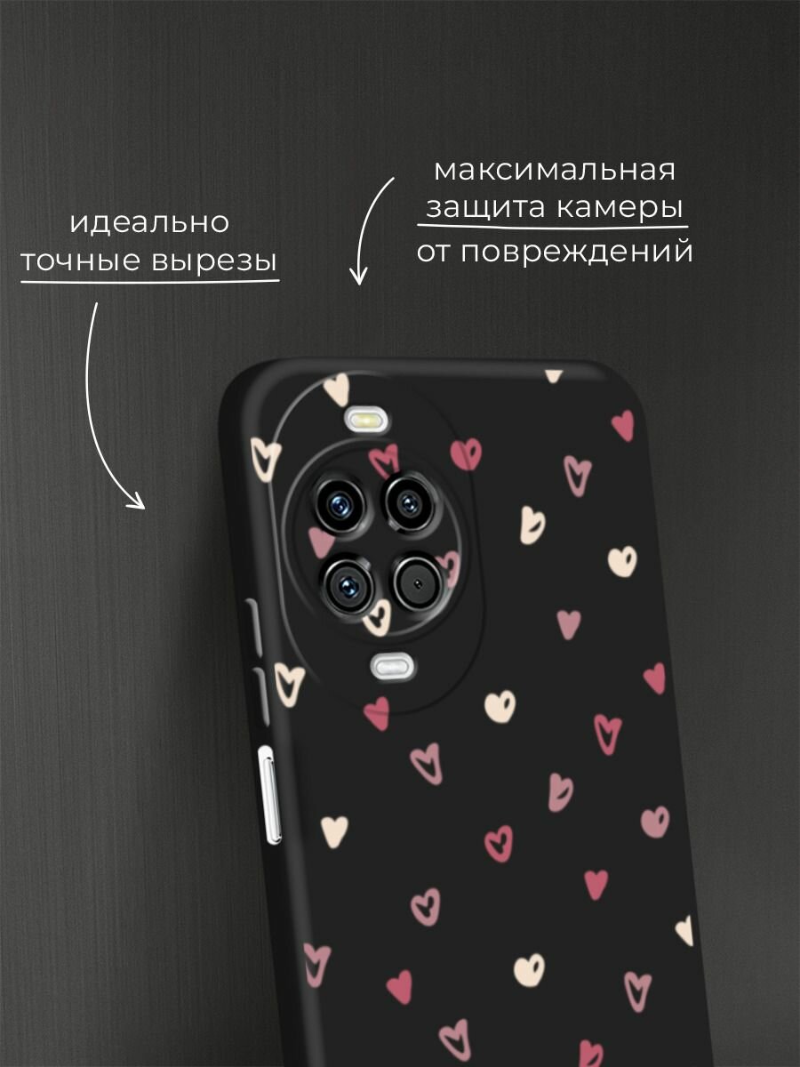 Черный матовый чехол на Huawei Nova 14 / Хуавей Нова 14 с принтом Рисунок из сердечек — фото 1