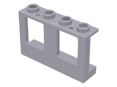 Window 1 x 4 x 2 Plane, Single Top Hole and Single Bottom Hole for Glass, 61345 Light Bluish Gray U