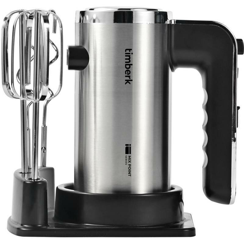 Миксер Timberk T-HM40S49, 550Вт, 5 режимов, подставка, серебристый