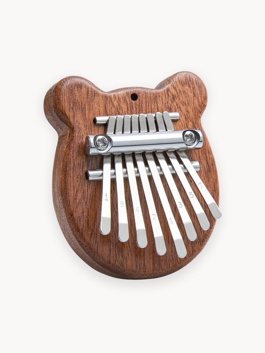Калимба-брелок 8 нот мишка / маленькая коричневая мини калимба