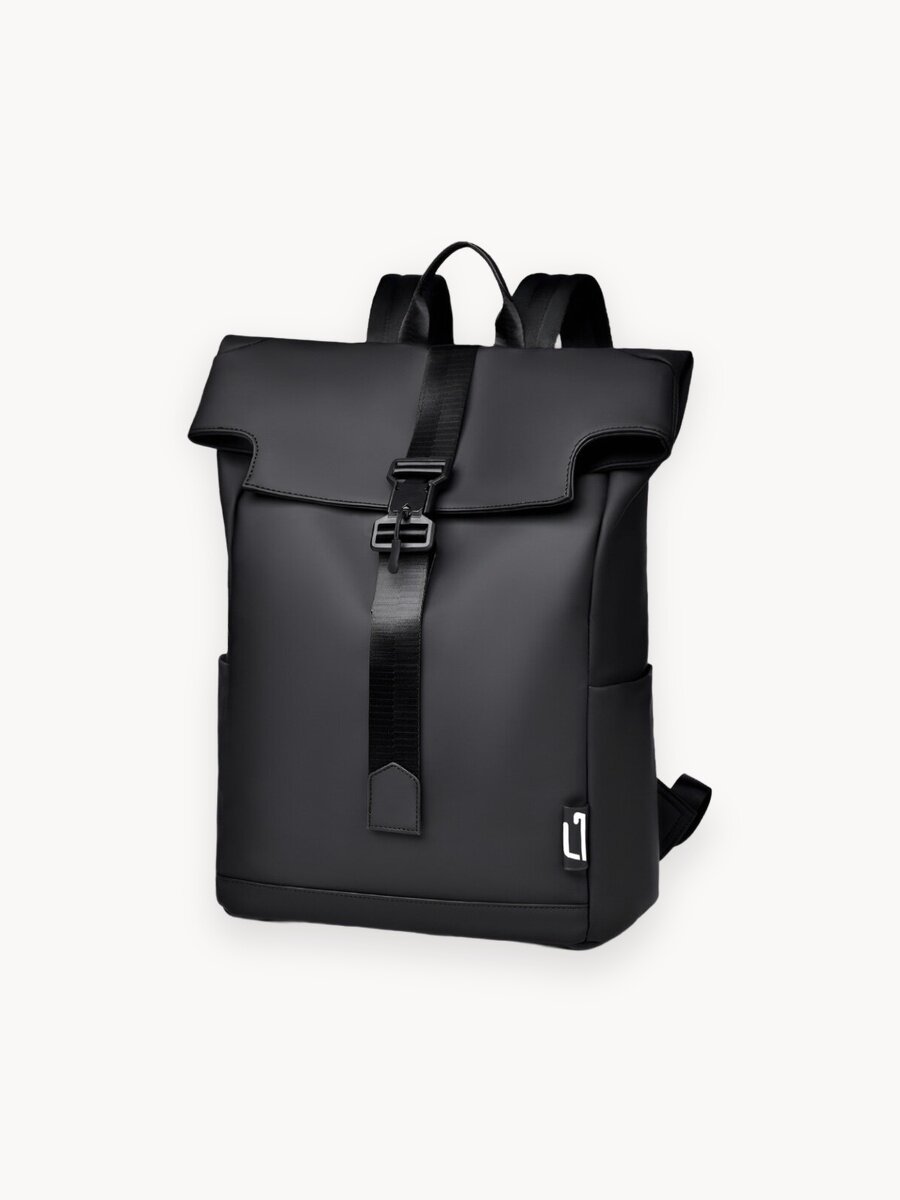 Рюкзак мужской городской "Flex", черный, ткань водоотталкивающая