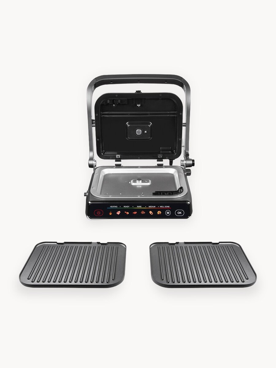 Гриль редмонд SteakMaster GM300 , антипригарное покрытие, серебристый, 2100Вт, 7 автоматических программ