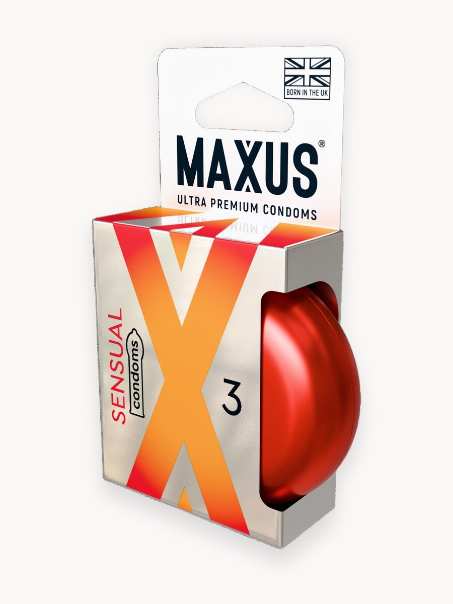Презервативы с уникальной формой MAXUS , анатомические Sensual, кейс в комплекте, 3 шт.