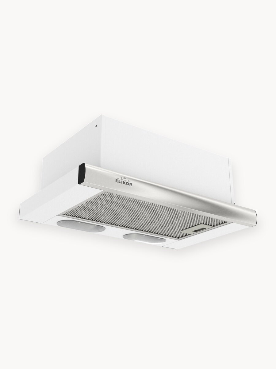 Кухонная вытяжка Elikor: Интегра 50П-400-В2Л, белый/нержавеющая сталь
