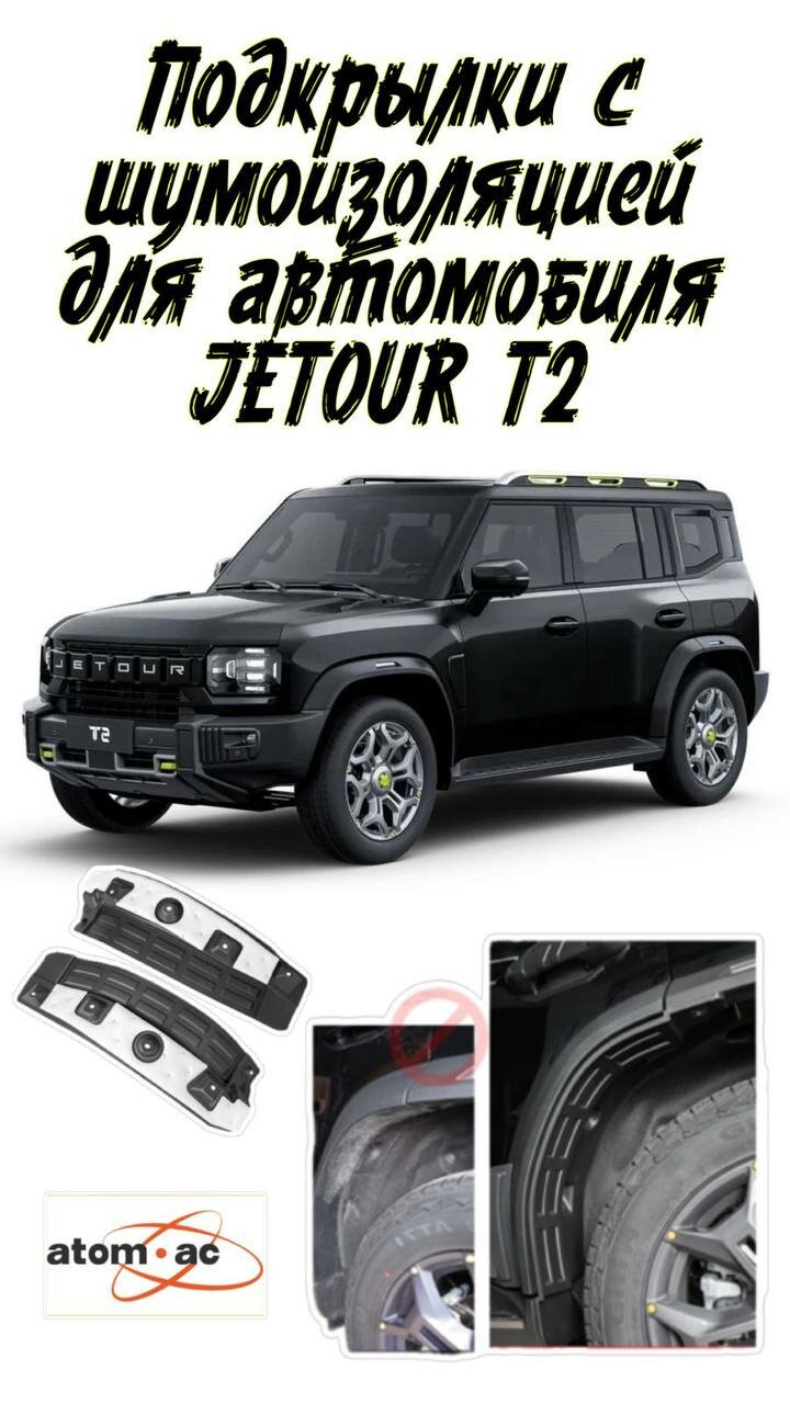 Накладка декоративная защитная на крыло задних колес Jetour T2, комплект 2шт. с шумоизоляцией