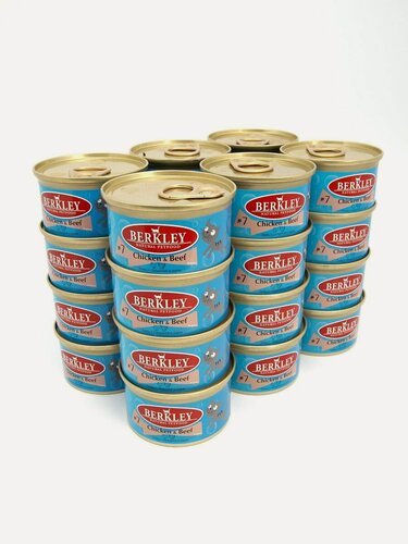 Изображение товара Berkley №7-85 г x 24 шт влажный корм для взрослых кошек, курица с говядиной в соусе, в консервах
