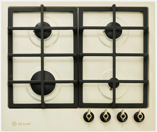 Изображение товара Газовая варочная панель De luxe TG4 750231 F - 078 60 см, 4 конфорки, топленое молоко