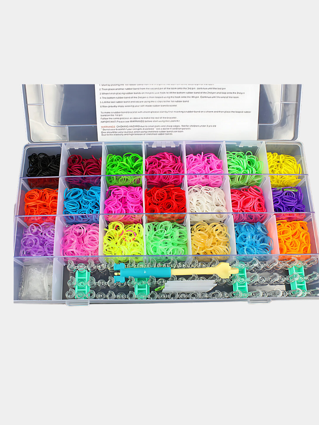 Набор резинок для плетения и создания браслетов, набор 3200 шт. со станком для плетения — фото 1
