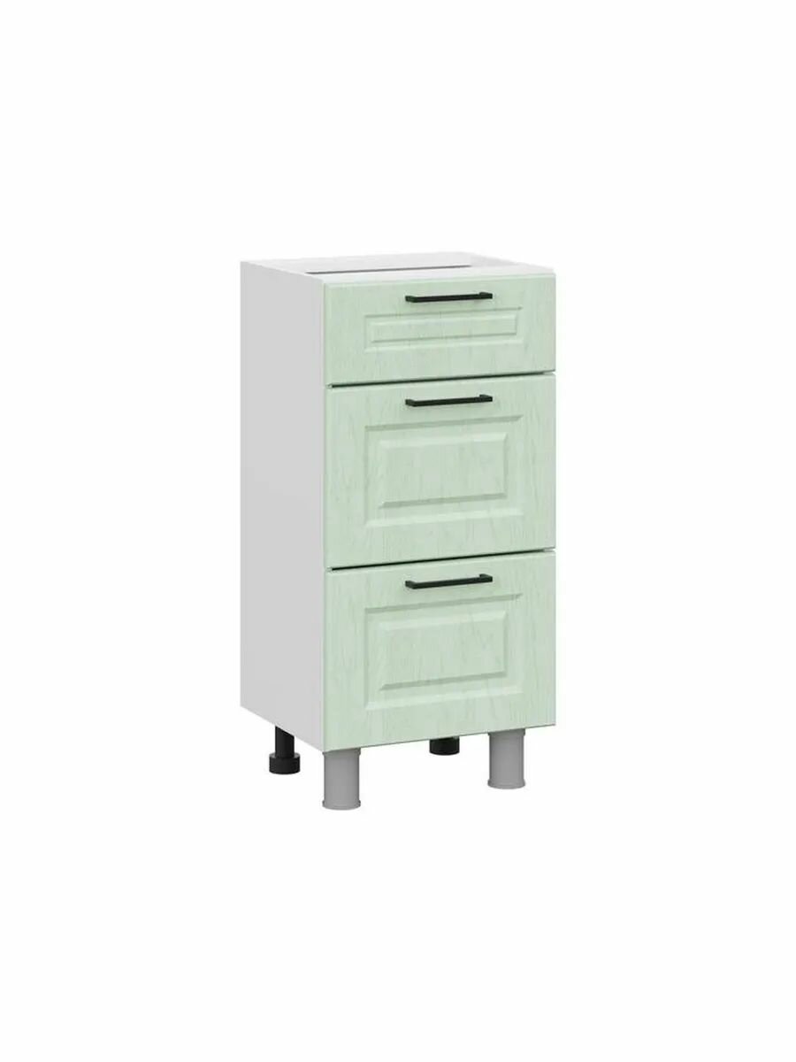 Кухонный модуль напольный стол узкий Шервуд с ящиками 40х34.6х82.4 см Белый / Шато мята