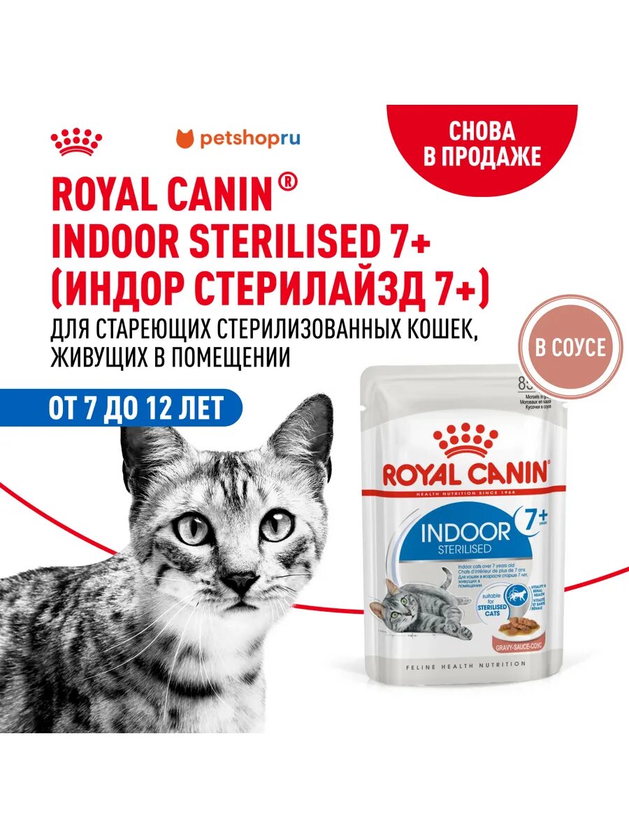 Royal canin Паучи для домашних кошек 7-12 лет, кусочки в соусе, 1 шт.