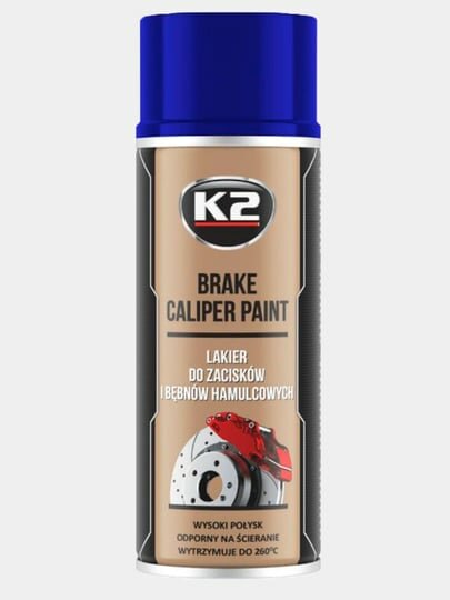 Покрытие глянцевое для суппортов и дисков, высокотемпературное K2 Brake Caliper Paint, 400 мл, Синее