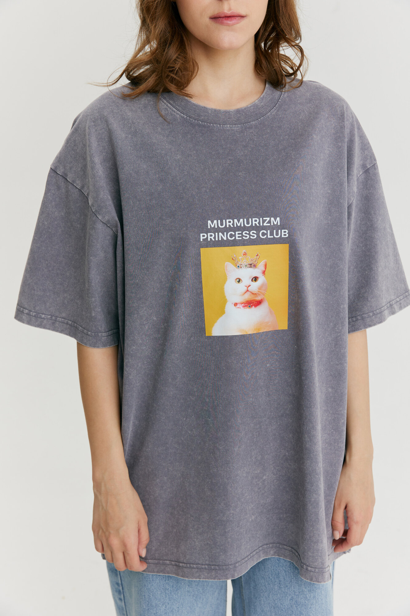 Футболка MURMURIZM CAT LOVERS, размер 2XL, серебряный, серый