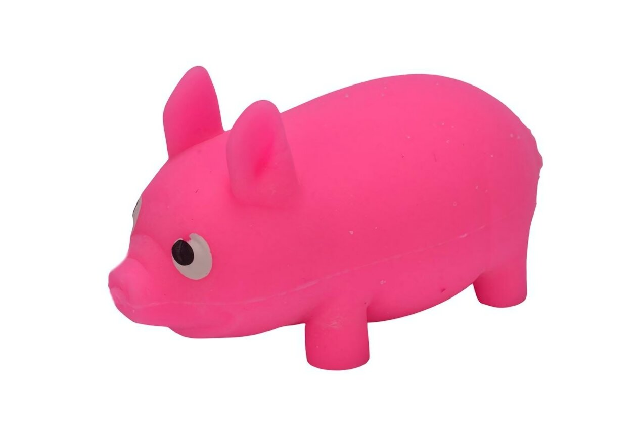 Игрушка антистресс Свинка, TPE, ярко розовая, 13х4.5х4.5см, мягкая и упругая