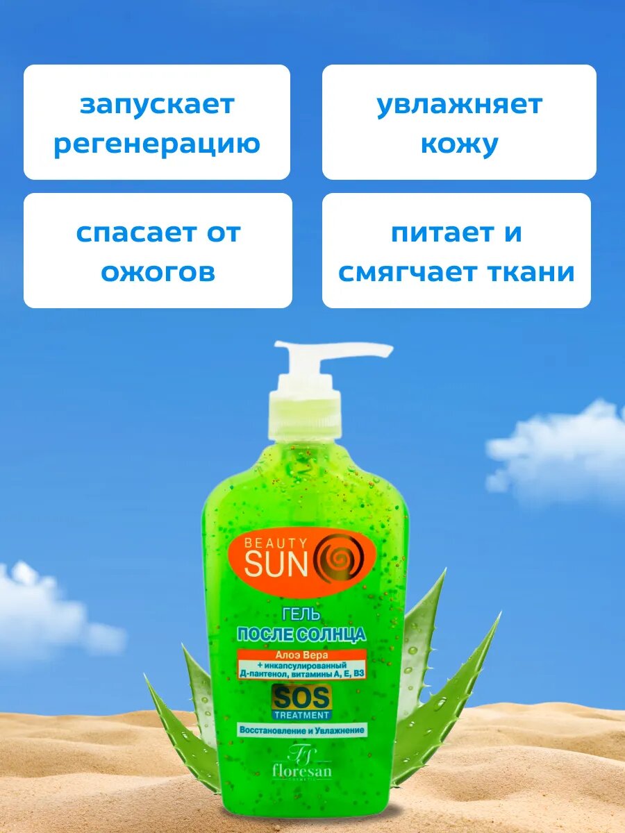 Картинки Гель алоэ вера Floresan после солнца 220 мл