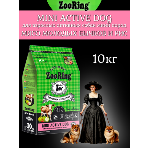 Корм сухой Zooring Mini Active Dog мясо молодых бычков и рис, без пшеницы для мини пород (10 кг)