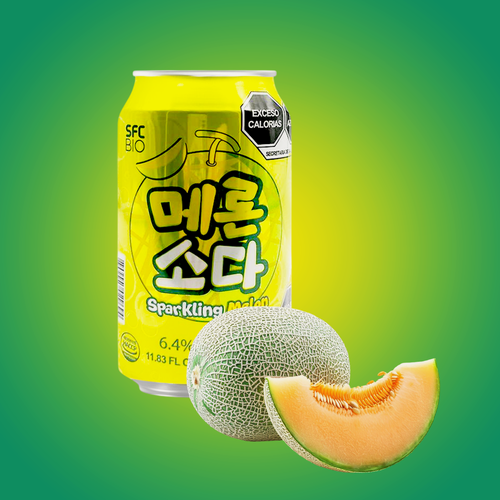 Изображение товара Напиток газированный безалкогольный со вкусом дыни SFC BIO 350 мл, Южная Корея