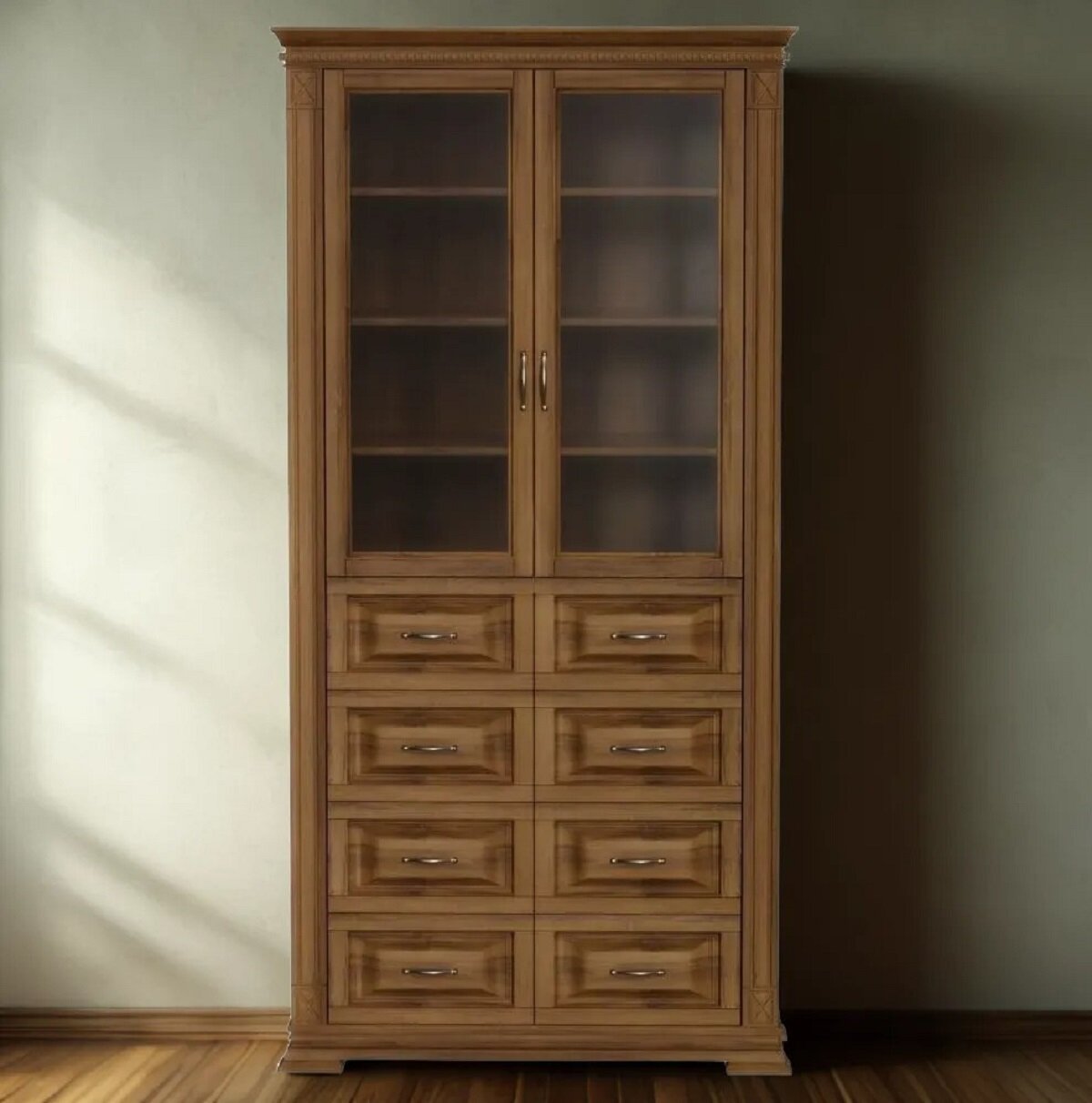 Шкаф книжный из сосны ммк древ Верди 125  100x45x200 клас  орех 2