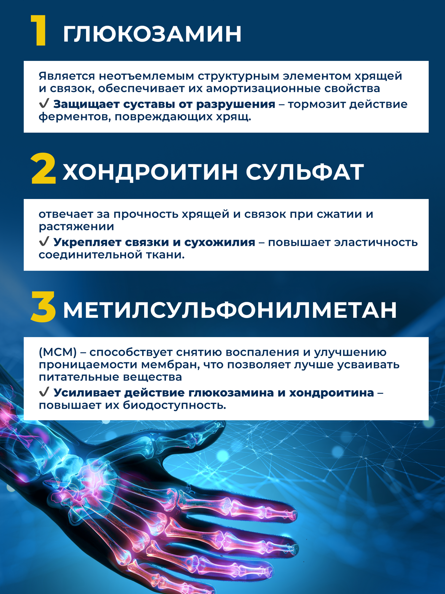 Бад Для Костей И Суставов Глюкозамин Хондроитин МСМ, 120 капсул, 570 мг. Комплекс для суставов и хрящей.