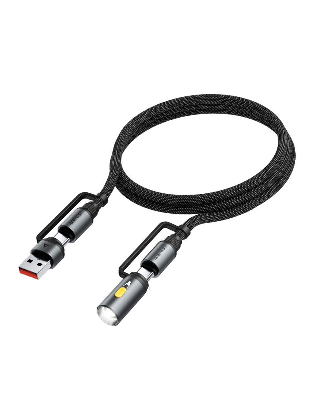 Зарядный дата кабель ACEFAST J5 USB-C, USB-A с фонариком