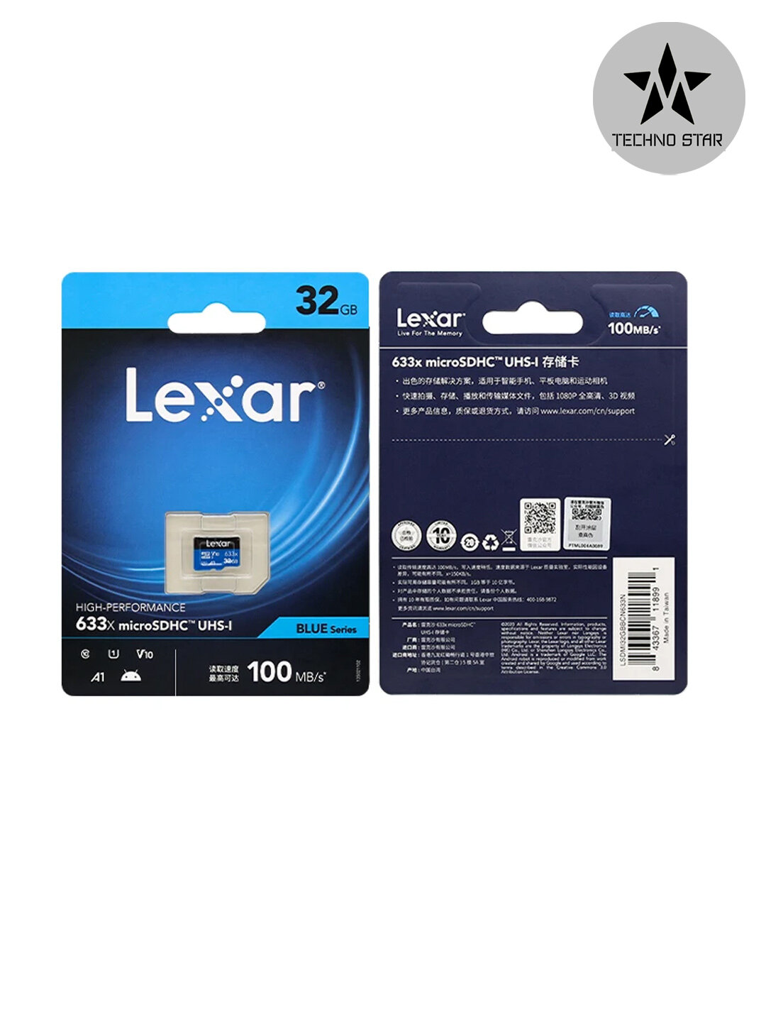 Флешка Lexar 32GB A1, V30, 4K, 100Mb/s microSDXC UHS-I card, 32ГБ, micro sd — фото 1