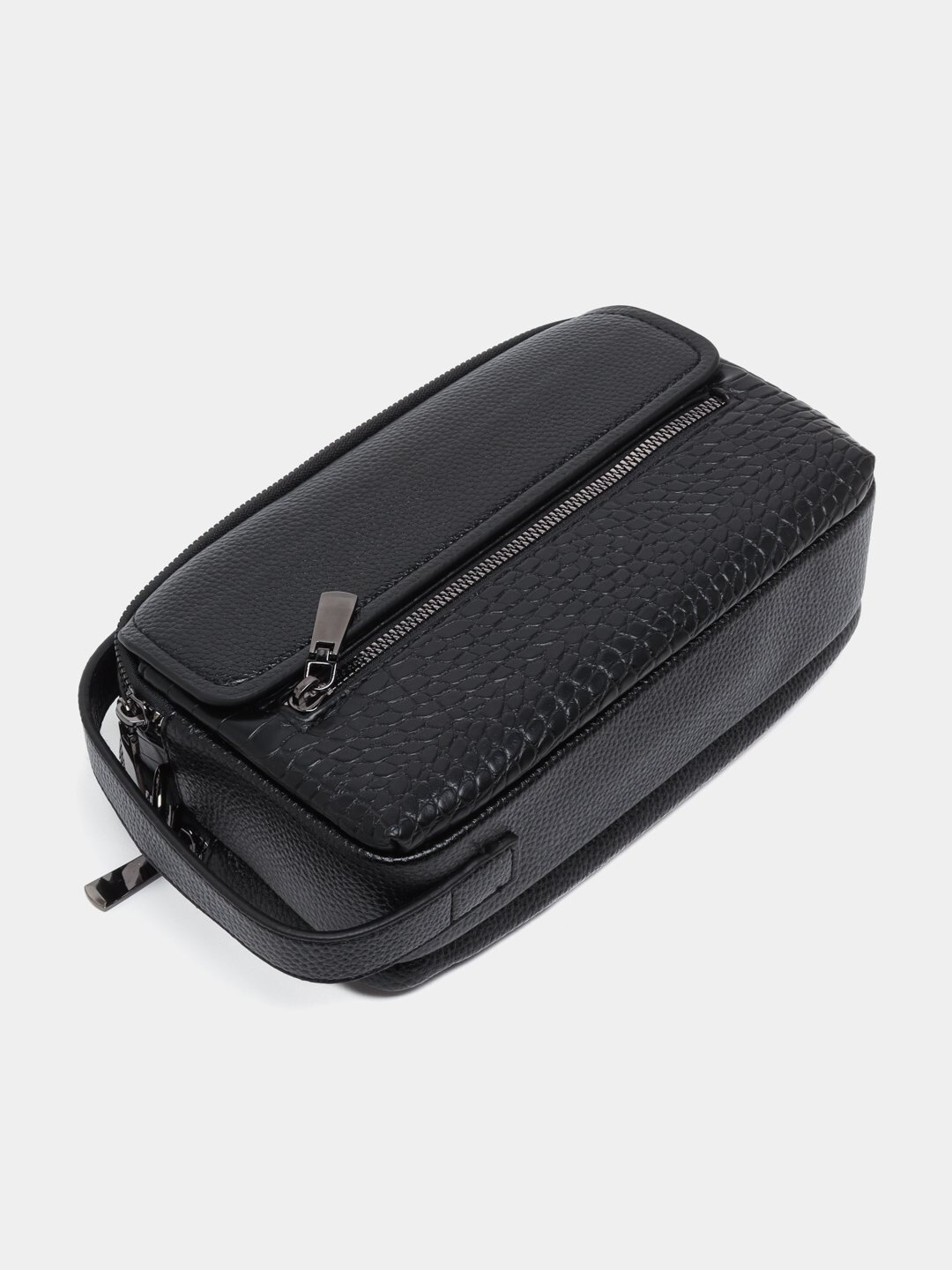 Портмоне, фактура зернистая, под рептилию, матовая, черный — фото 1