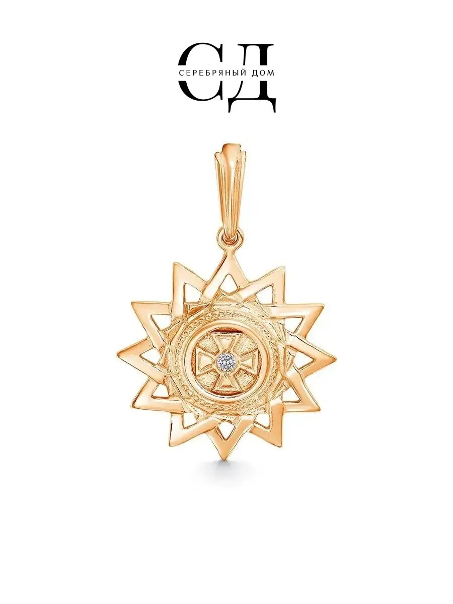 Подвеска, серебро, 925, 585 проба, золочение, фианит