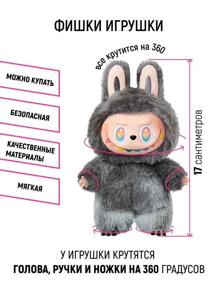 Лабубу мягкая игрушка брелок/ The monsters Labubu 3 серия/ Сюрприз бокс — фото 1