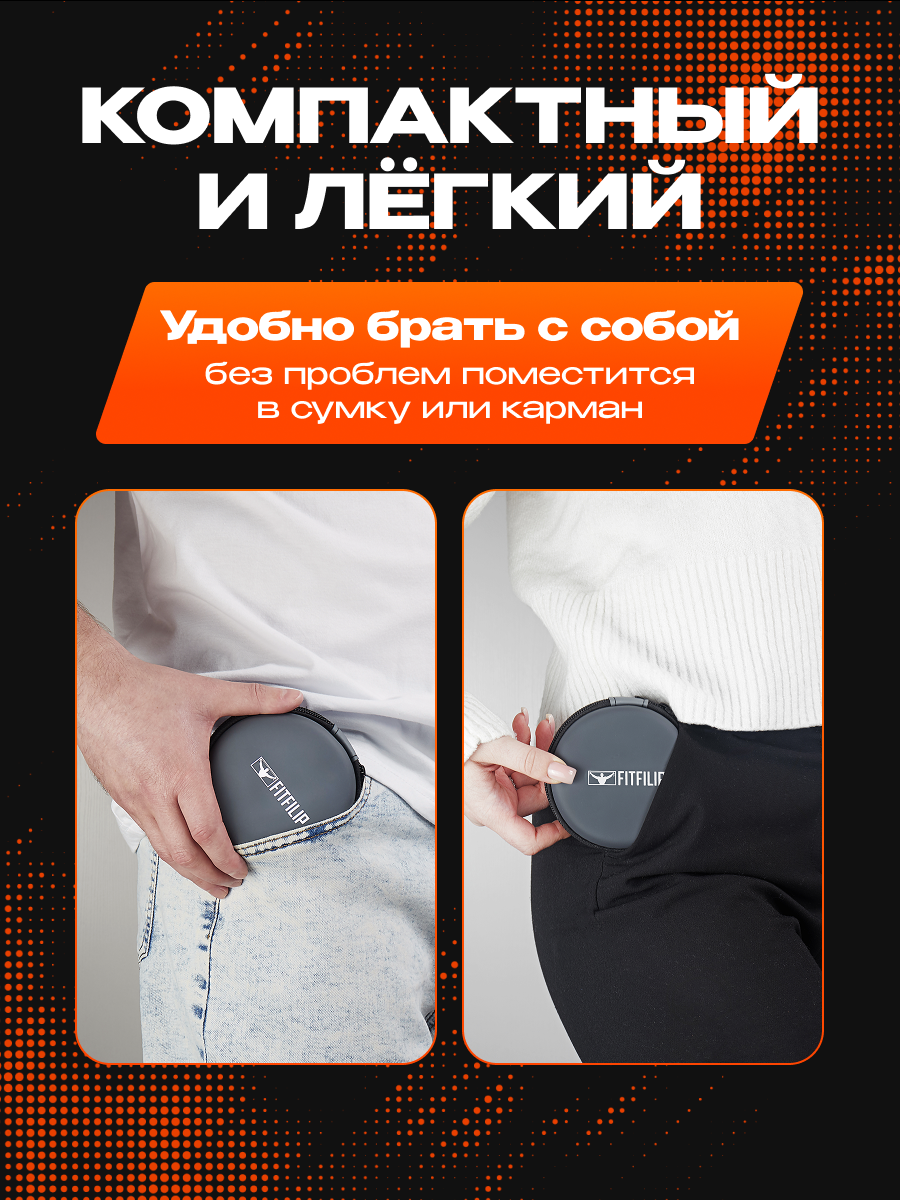Кейс FITFILIP для эспандеров, на молнии, графитовый, 11x11 см — фото 1